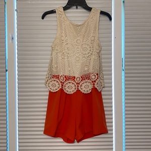 Salmon and cream colored romper!